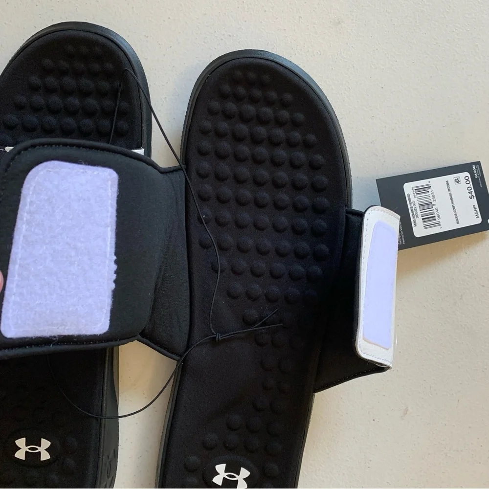 Under Armour Men’s Black & White Slide Sandals Size 17 NWT